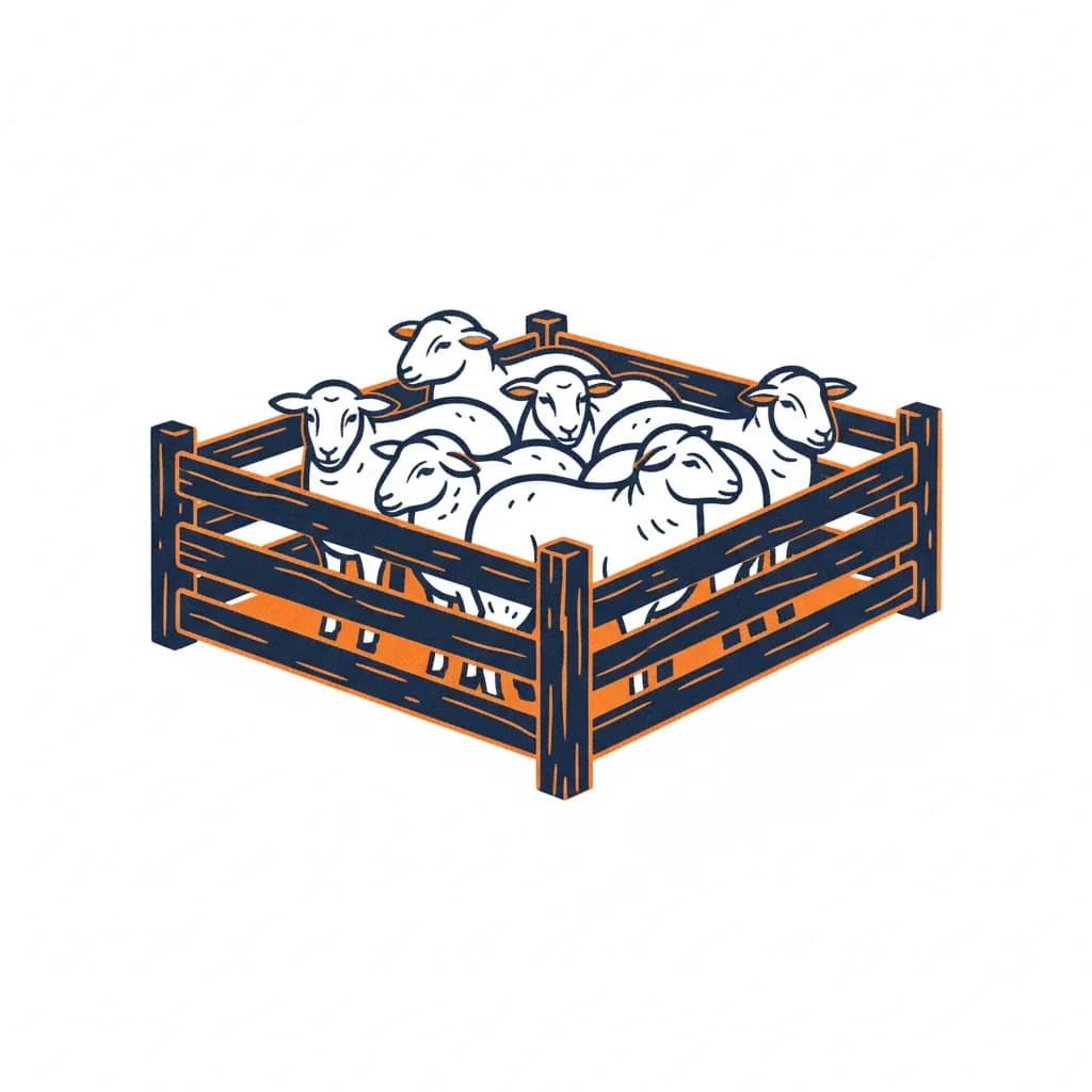 Er gaan veel makke schapen in een hok