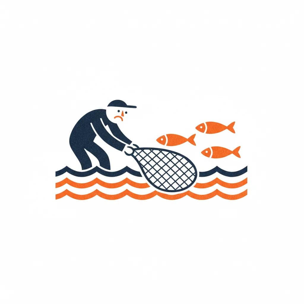 Illustratie: Vist achter het net