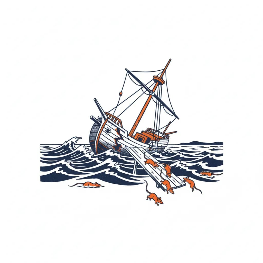 Als het schip zinkt, gaan de ratten van boord