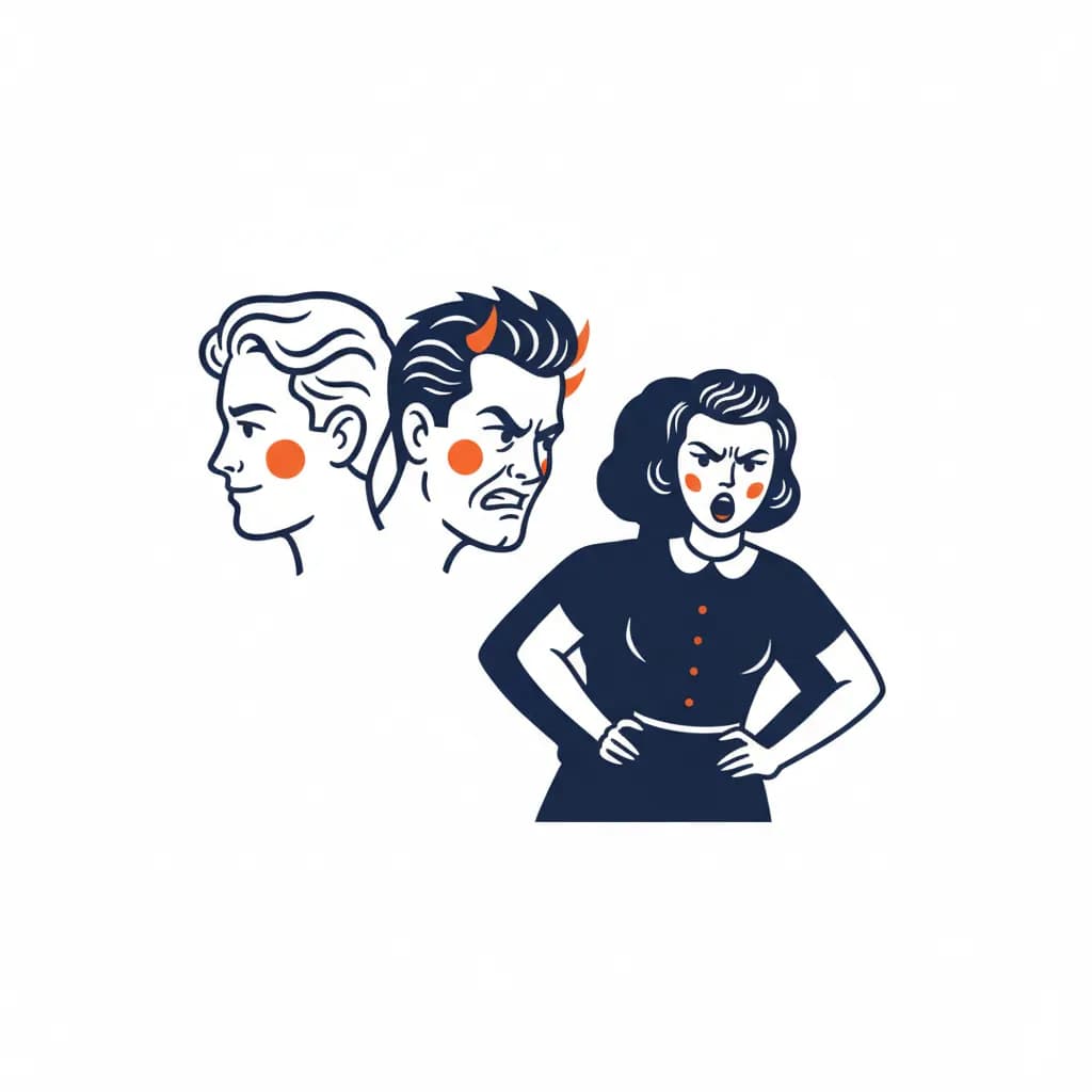Een boze vrouw maakt van een engel een duivel