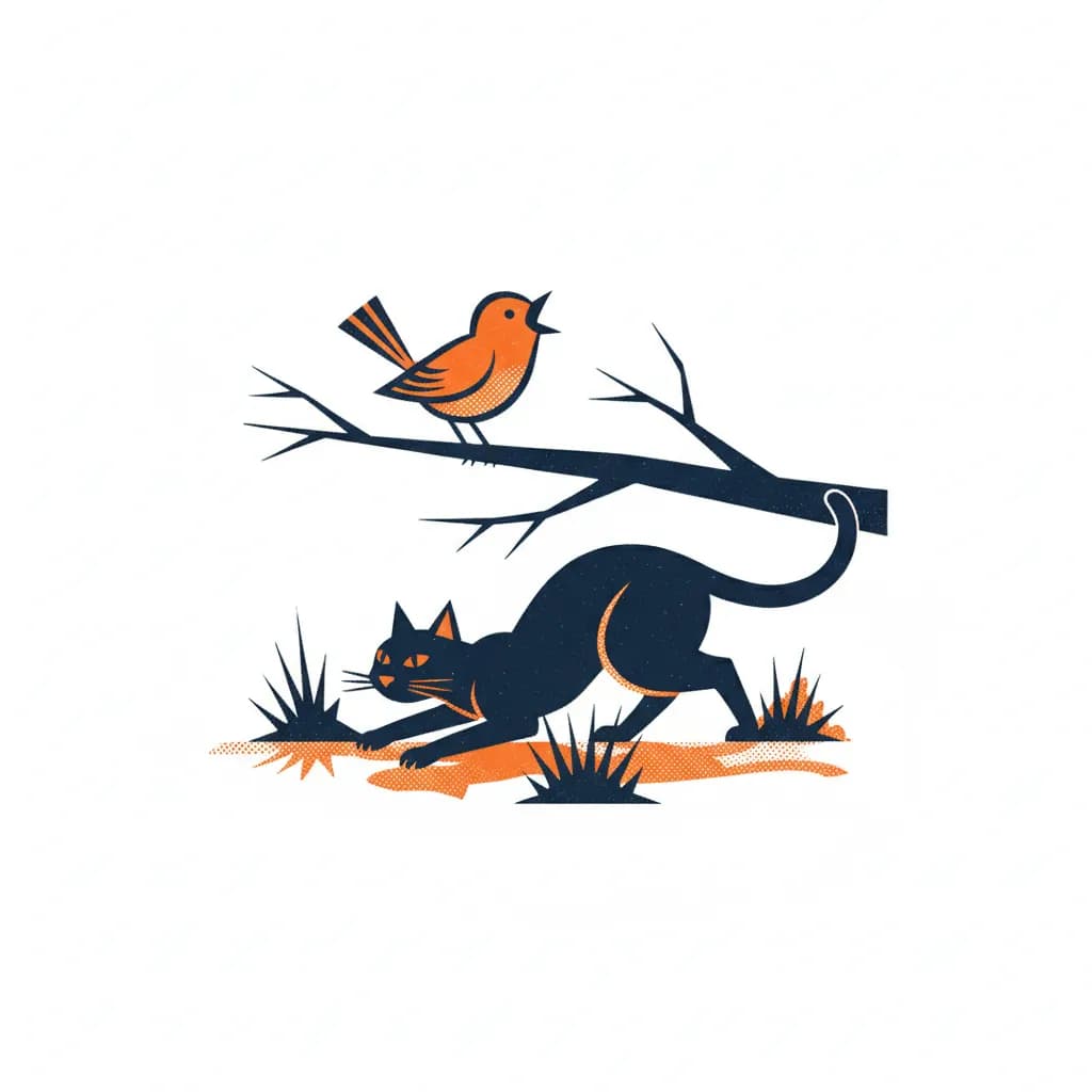 Een vogel die te vroeg zingt, wordt 's avonds door de kat gegeten