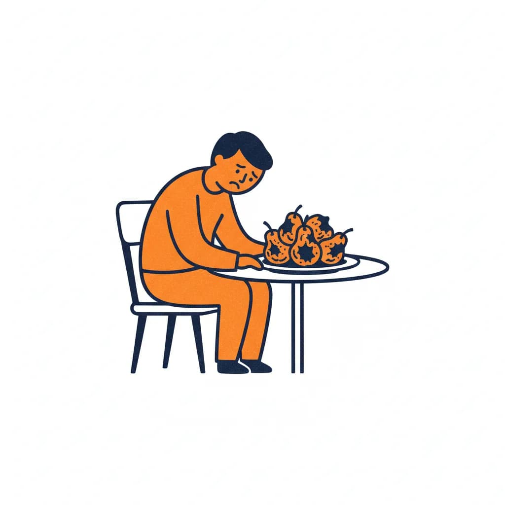 Met de gebakken peren zitten
