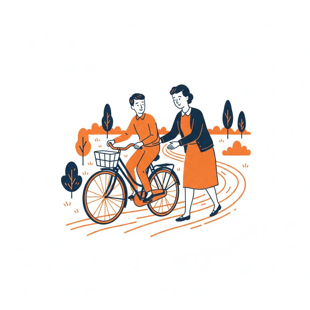 Op een oude fiets moet je het leren